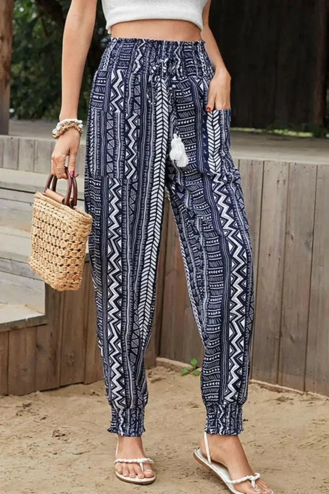 Perfee Geometric Print Tassel High - Rise Pants - Update AvenueBoho VibesTrendsi10010011949708810010011949708824cea3f414c2426dacdd773b822b5fdc - MaxDark Blue