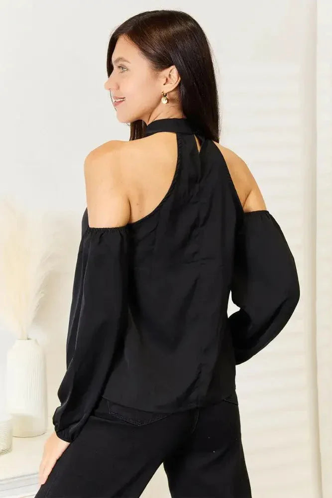 Perfee Grecian Cold Shoulder Long Sleeve Blouse - Update AvenueTrendsi100101988140455100101988140455234ceb42e4cb4690ae612e2a8e63f73f - MaxBlack