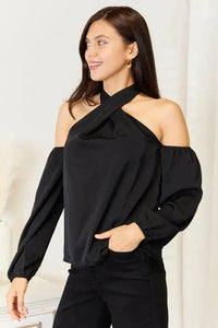 Perfee Grecian Cold Shoulder Long Sleeve Blouse - Update AvenueTrendsi100101988140455100101988140455685e6e83044b41f58beab5ed0678b108 - MaxBlack