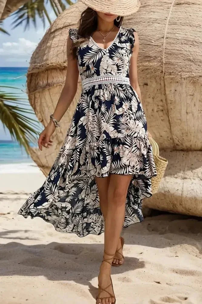 Perfee High - Low Printed V - Neck Cap Sleeve Midi Dress - Update AvenueBoho VibesTrendsi1001004672915081001004672915080a2940be - a4c8 - 4de8 - 98c6 - a4ee04037f6a - MaxDark Blue