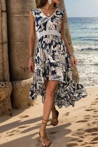 Perfee High - Low Printed V - Neck Cap Sleeve Midi Dress - Update AvenueBoho VibesTrendsi100100467291508100100467291508505b3eab - 9f1b - 443e - 9675 - bc622a4c5075 - MaxDark Blue