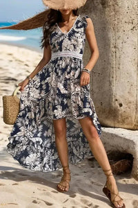 Perfee High - Low Printed V - Neck Cap Sleeve Midi Dress - Update AvenueBoho VibesTrendsi100100467291508100100467291508b86a6635 - ca1a - 492c - 853d - eeefbfc9aad8 - MaxDark Blue