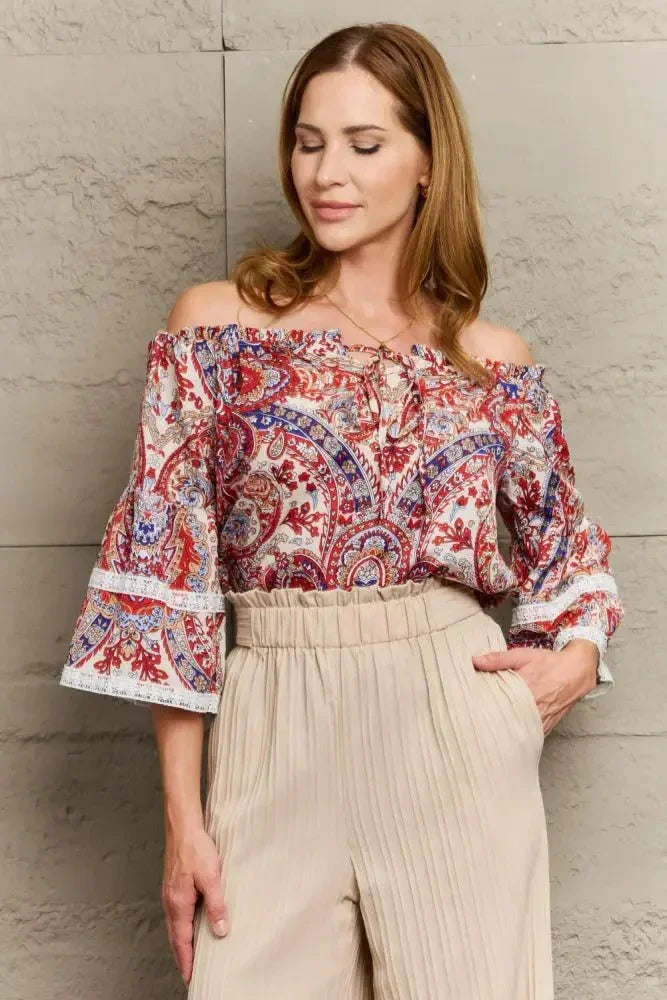 Perfee Off Shoulder Bohemian Style Blouse - Update AvenueBoho VibesTrendsi1001019440851121001019440851126f100a9681cc4e028aac03f657e5ab38 - MaxMulticolor