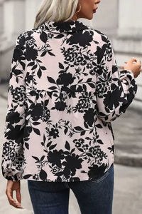 Perfee Printed Tie Neck Balloon Sleeve Blouse - Update AvenueTrendsi100101342107133100101342107133a55e2cdb73c54f74925428644850948f - MaxCream