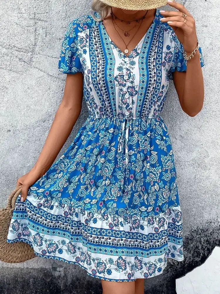Perfee Printed V - Neck Flutter Sleeve Mini Dress - Update AvenueBoho VibesTrendsi10010059231191610010059231191648ca2a70 - c74d - 42ba - ab66 - cc5ae758e213 - MaxSky Blue