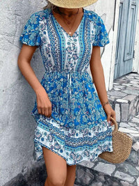 Perfee Printed V - Neck Flutter Sleeve Mini Dress - Update AvenueBoho VibesTrendsi1001005923119161001005923119165d2afc54 - 02df - 4d1e - b96a - 994a50d22e7a - MaxSky Blue