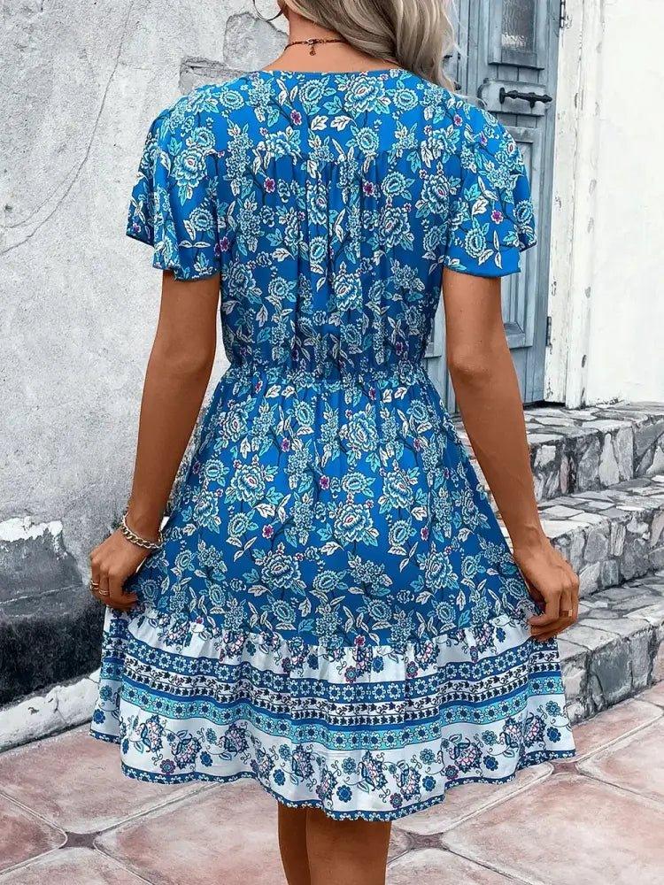 Perfee Printed V - Neck Flutter Sleeve Mini Dress - Update AvenueBoho VibesTrendsi100100592311916100100592311916ba25c463 - e8fc - 42f6 - 8379 - f54459832231 - MaxSky Blue