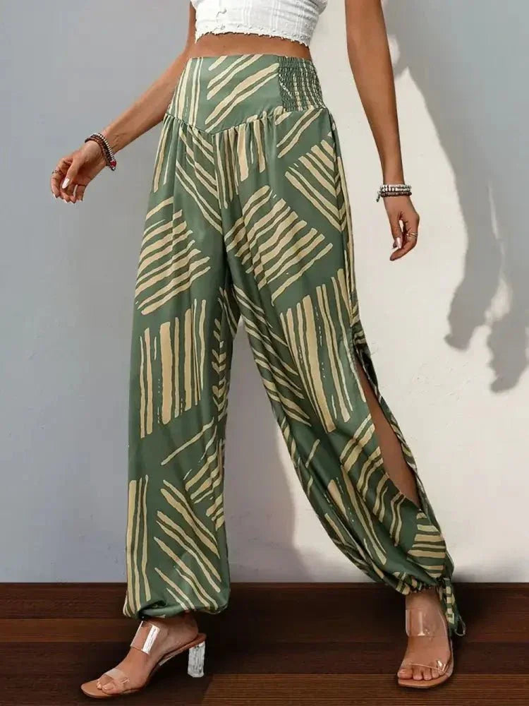 Perfee Smocked Slit Printed High Waist Pants - Update AvenueBoho VibesTrendsi10010064615115110010064615115140b8751f - 3a51 - 48a7 - a85f - e942543881c8 - MaxMoss