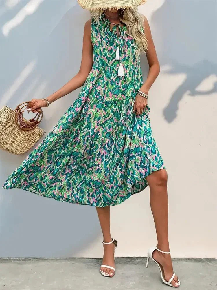 Perfee Tassel Printed Tie Neck Sleeveless Dress - Update AvenueBoho VibesTrendsi1001003756719301001003756719303c0b929f - 980a - 44f0 - 9dd9 - 05e084d05d68 - MaxTurquoise