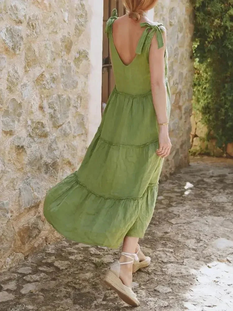 Perfee Tiered Frill V - Neck Sleeveless Dress - Update AvenueTrendsi100100874911525100100874911525bc5b413f - 19f6 - 43b9 - b201 - 16a3a4f1643e - MaxGreen
