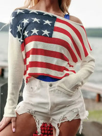 Perfee US Flag Boat Neck Long Sleeve Knit Top - Update AvenueHonor the Stars and StripesTrendsi100100049021006100100049021006454ae9d6 - c20c - 47d4 - 80bb - 6a51ac397c66 - MaxIvory