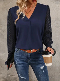 Perfee V - Neck Long Mesh Sleeve Top - Update AvenueTrendsi100101274276591100101274276591af554781c7ef478c89a7b9be1af6fbe9 - MaxNavy