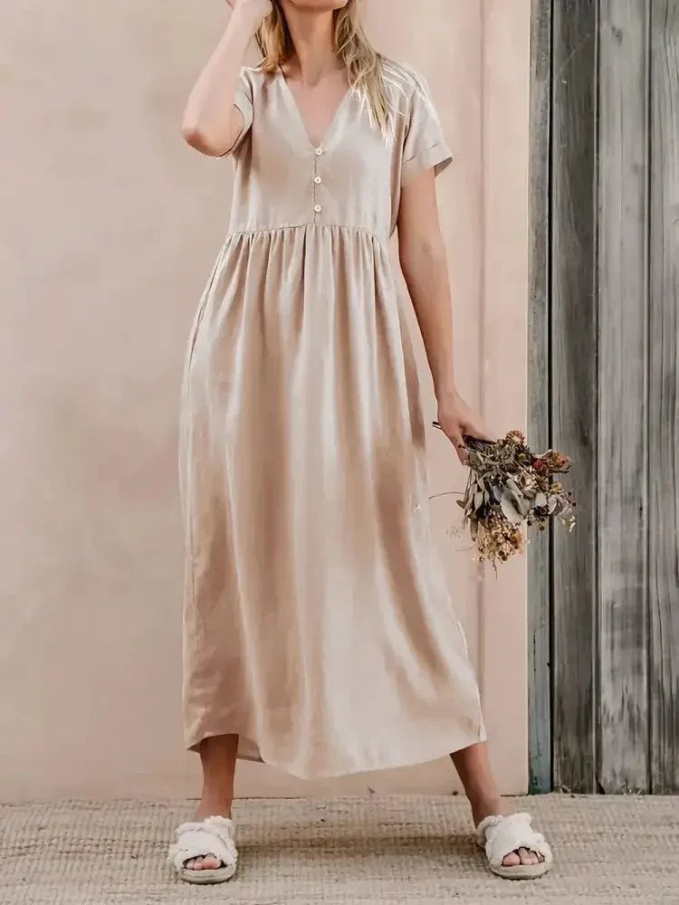 Perfee V - Neck Short Sleeve Midi Dress - Update AvenueTrendsi100100677451011100100677451011c8b76cb1 - 6be7 - 4c0f - b434 - 958a4d227ecc - MaxTan