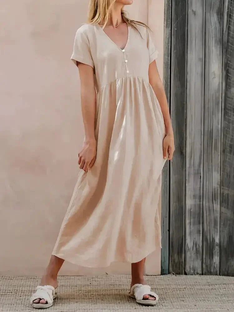 Perfee V - Neck Short Sleeve Midi Dress - Update AvenueTrendsi100100677451011100100677451011e3ff79bc - f35a - 47cf - 8364 - 184874bcf309 - MaxTan