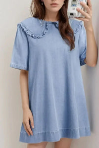 Peter Pan Collar Short Sleeve Denim Dress - Update AvenueDenim Dresses & SkirtsTrendsi100100776811302100100776811302a4c0621b - e87d - 480b - 886d - 5eac8c092b59 - Max - OriginLight Blue