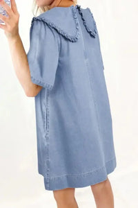 Peter Pan Collar Short Sleeve Denim Dress - Update AvenueDenim Dresses & SkirtsTrendsi1001007768113021001007768113027860f8c8 - 2afd - 441c - a1e2 - b2986a128eb4 - Max - OriginLight Blue