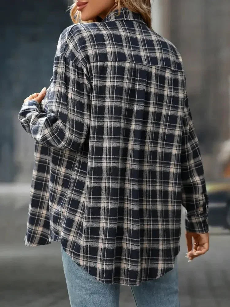 Plaid Button - Down Oversized Shirt - Update AvenueTrendsi10010036156139610010036156139623d439c2 - 8601 - 4db5 - b706 - ed3583cbac79 - Max - OriginNavy Blue