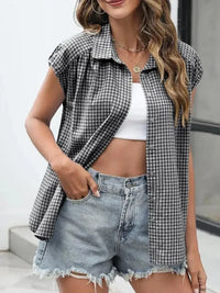 Plaid Button Up Cap Sleeve Shirt - Update AvenueTrendsi10010087021116710010087021116727b95440 - 0e0d - 421e - 88e9 - f4aac439c793 - Max - OriginBlack