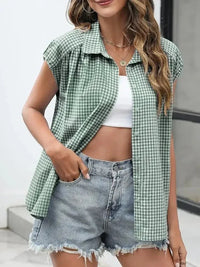 Plaid Button Up Cap Sleeve Shirt - Update AvenueTrendsi1001008702116851001008702116858f550227 - 6230 - 4d55 - 8800 - 1d6f9cbb43b7 - Max - OriginGum Leaf