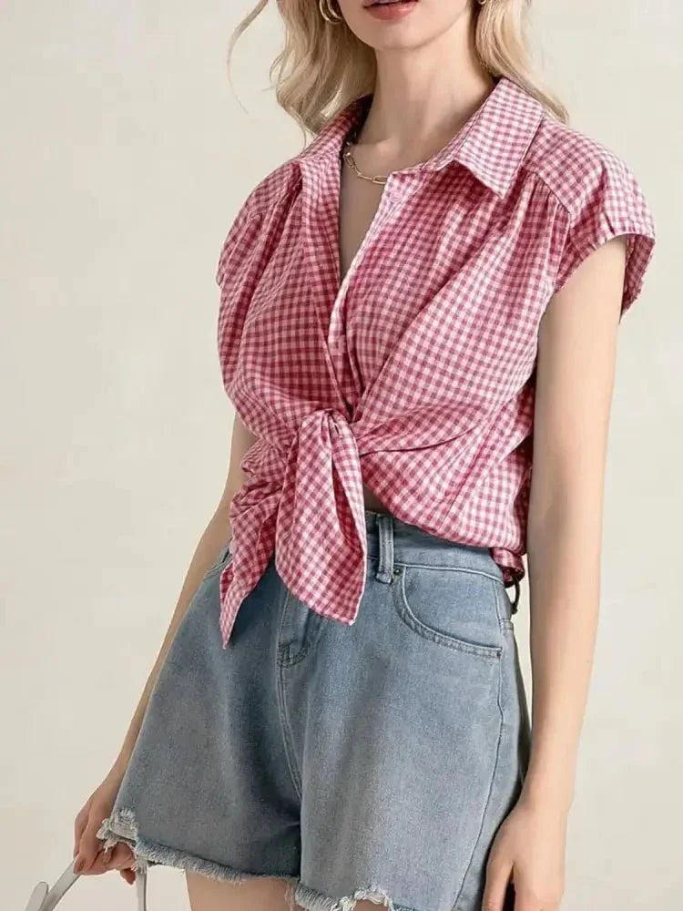 Plaid Button Up Cap Sleeve Shirt - Update AvenueTrendsi1001008702121791001008702121797d9be016 - 23eb - 4107 - 8204 - cc6083085f3c - Max - OriginMoonlit Mauve