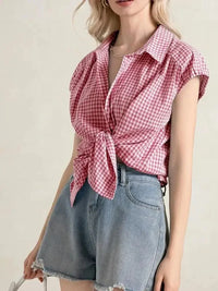 Plaid Button Up Cap Sleeve Shirt - Update AvenueTrendsi1001008702121791001008702121797d9be016 - 23eb - 4107 - 8204 - cc6083085f3c - Max - OriginMoonlit Mauve