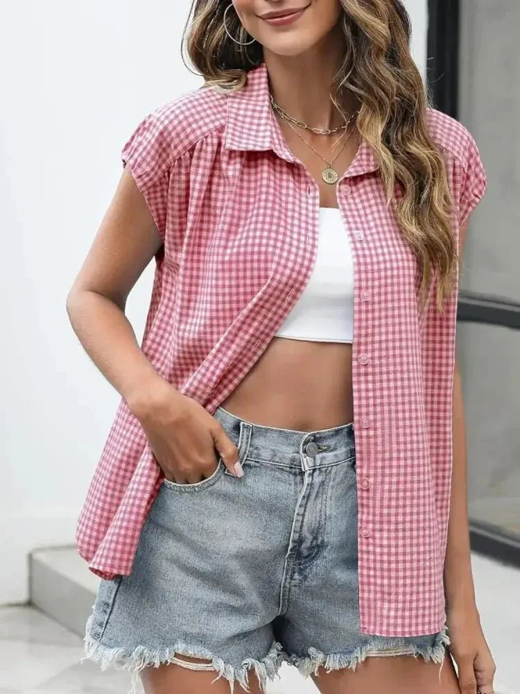 Plaid Button Up Cap Sleeve Shirt - Update AvenueTrendsi1001008702121791001008702121799fb297f2 - 6321 - 4976 - a172 - 274e52162bcb - Max - OriginMoonlit Mauve