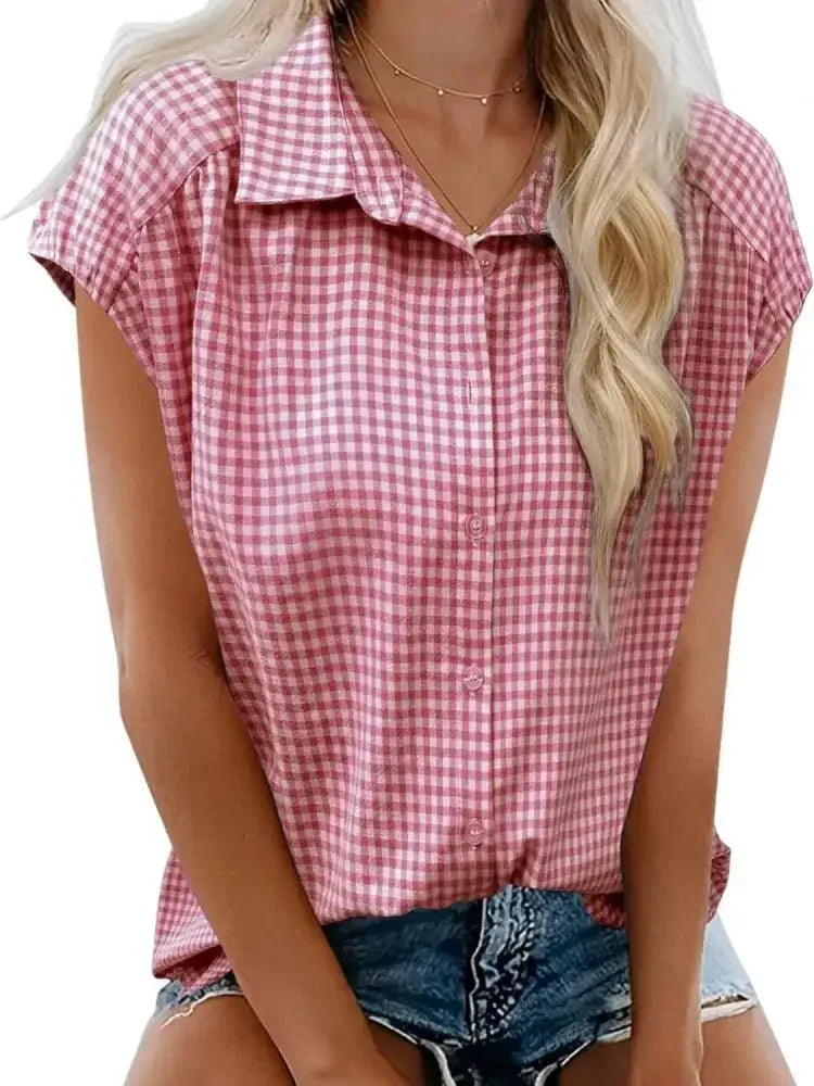 Plaid Button Up Cap Sleeve Shirt - Update AvenueTrendsi10010087021217910010087021217980f50ef3 - 2672 - 4d7b - 8a8a - 7688943bf7fb - Max - OriginMoonlit Mauve
