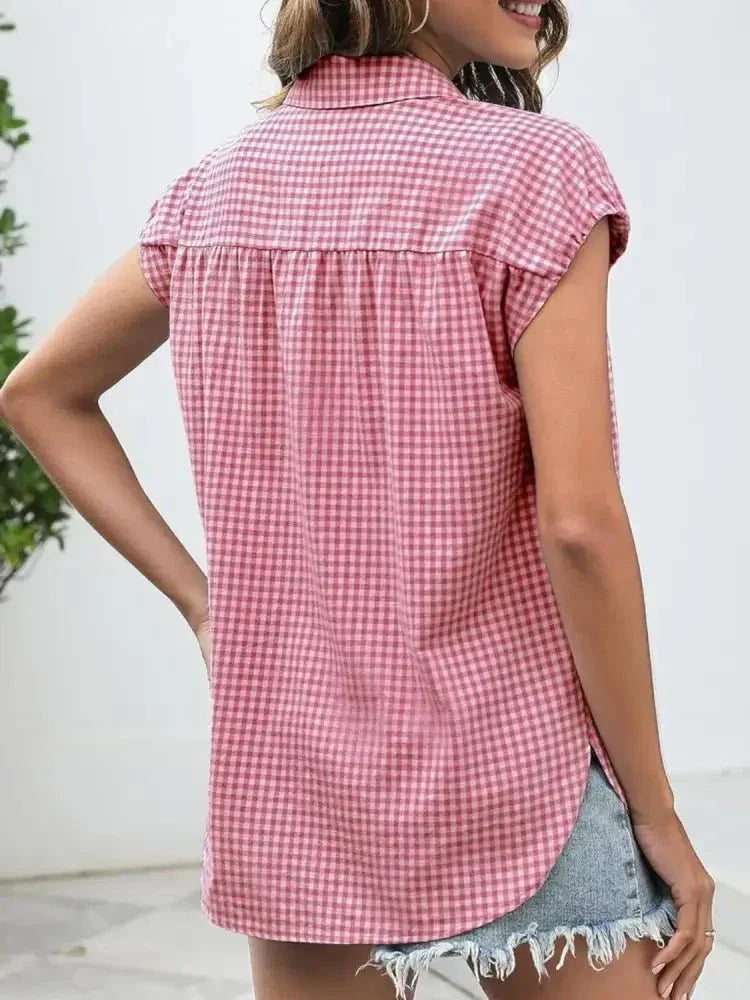 Plaid Button Up Cap Sleeve Shirt - Update AvenueTrendsi1001008702121791001008702121795bd8de9a - 0302 - 45b9 - be53 - 0eeb321320a8 - Max - OriginMoonlit Mauve