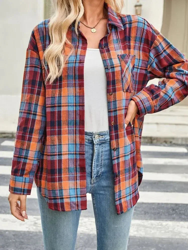 Plaid Button Up Long Sleeve Shirt - Update AvenueTrendsi1001001059206991001001059206991633749921fb45e0b77807ecb0033833 - Max - OriginRed