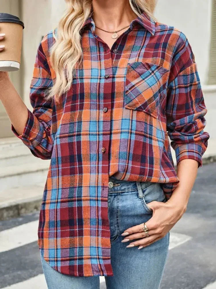 Plaid Button Up Long Sleeve Shirt - Update AvenueTrendsi10010010592069910010010592069952c8e8a4155642c3ae2dd6be55f801af - Max - OriginRed