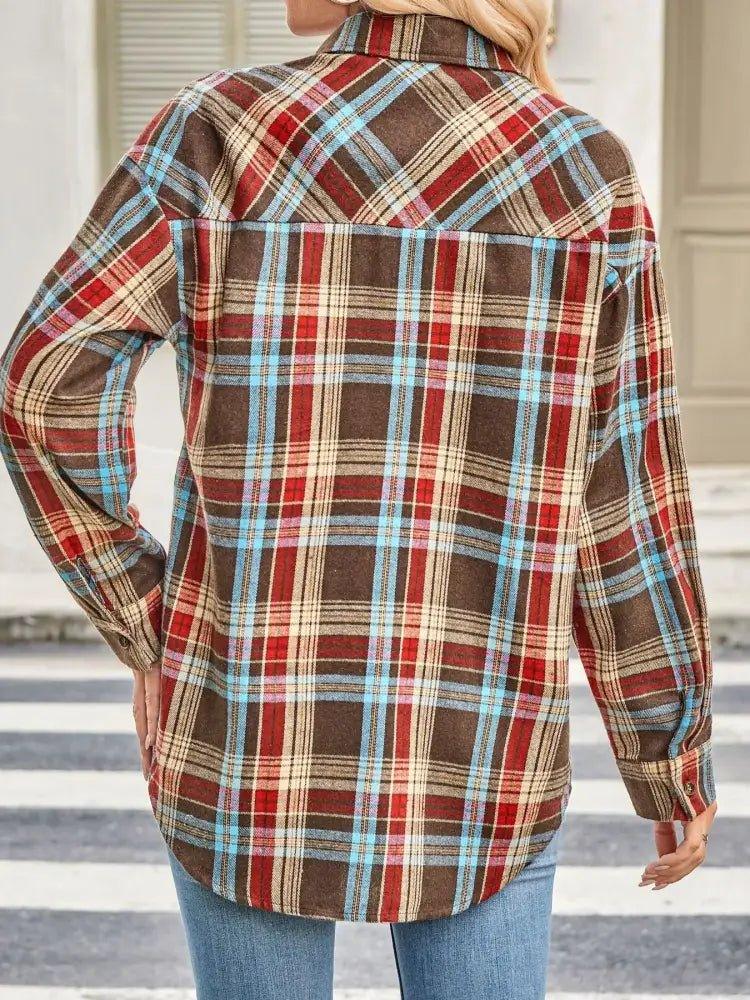 Plaid Button Up Long Sleeve Shirt - Update AvenueTrendsi10010010592101910010010592101958bdc5355f314e4dad9f007a48516006 - Max - OriginCaramel