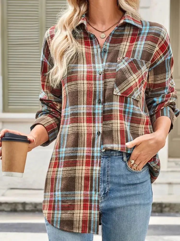 Plaid Button Up Long Sleeve Shirt - Update AvenueTrendsi1001001059210191001001059210199205609ebd0e4cc9aa8c0986d2a49b6b - Max - OriginCaramel
