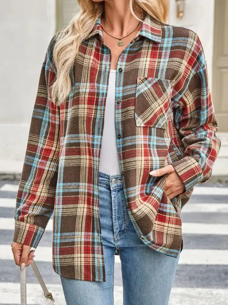 Plaid Button Up Long Sleeve Shirt - Update AvenueTrendsi100100105921019100100105921019efdd06b95be54e68816268b1b81ad0ac - Max - OriginCaramel