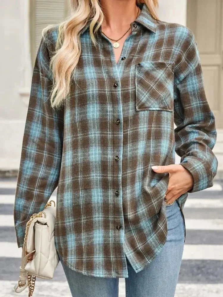 Plaid Button Up Long Sleeve Shirt - Update AvenueTrendsi100100105926410100100105926410014fd45b2ce3412aa1f3dbcf3279c48b - Max - OriginTurquoise