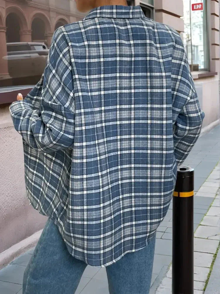 Plaid Button Up Long Sleeve Shirt - Update AvenueTrendsi10010016147438810010016147438844151d0eb22941fa9df05839523e3eaa - Max - OriginBlue