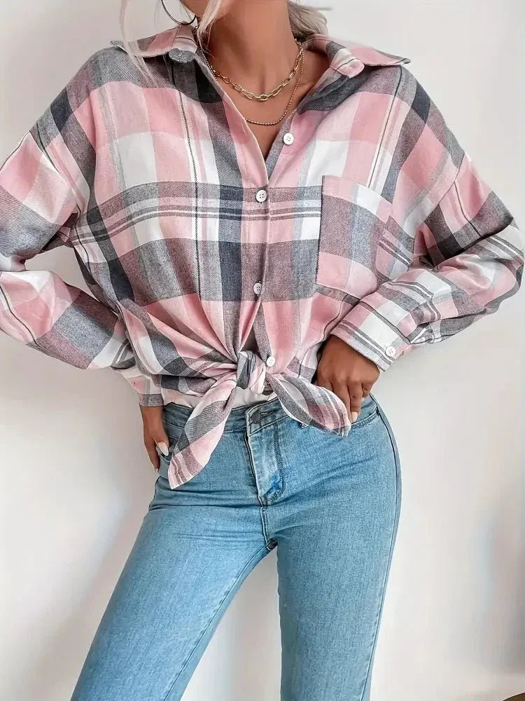 Plaid Button Up Long Sleeve Shirt - Update AvenueTrendsi100100471359349100100471359349a4b0b11a43fa4e98b93e01378133bc6f - Max - OriginPink