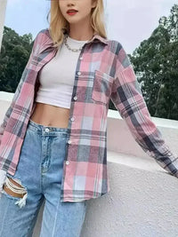 Plaid Button Up Long Sleeve Shirt - Update AvenueTrendsi10010047135934910010047135934925a7013814404469908025d158ef8dde - Max - OriginPink