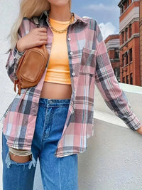 Plaid Button Up Long Sleeve Shirt - Update AvenueTrendsi100100471359349100100471359349e21074fe7ff3459dabab9072997a5659 - Max - OriginPink