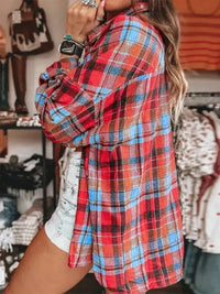 Plaid Collared Neck Long Sleeve Shirt - Update AvenueTrendsi100100447411327100100447411327a0382a05 - ac6b - 49cc - 9298 - 1cf1855f8ce8 - MaxRed