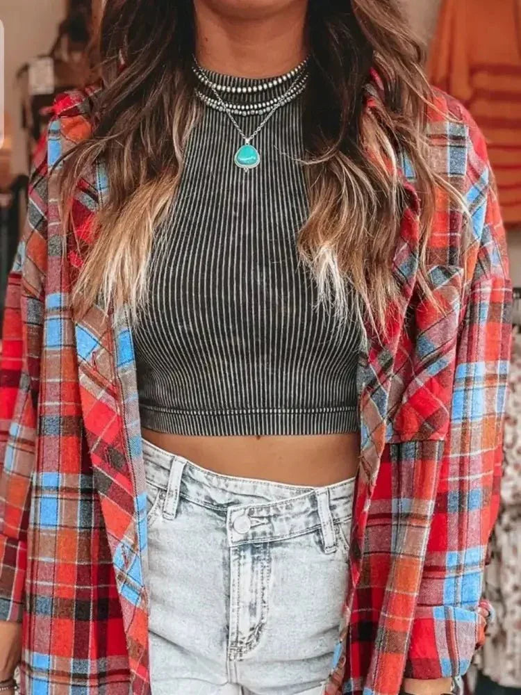 Plaid Collared Neck Long Sleeve Shirt - Update AvenueTrendsi10010044741132710010044741132714b847ab - 7254 - 40d1 - b80f - 538a4882ab22 - MaxRed