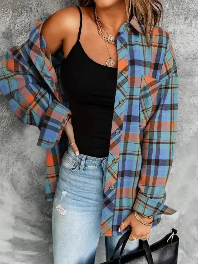 Plaid Collared Neck Long Sleeve Shirt - Update AvenueTrendsi100100447411760100100447411760b8f1388e - 2c5b - 43d3 - 88ac - fe3b2f08aa0e - MaxSky Blue