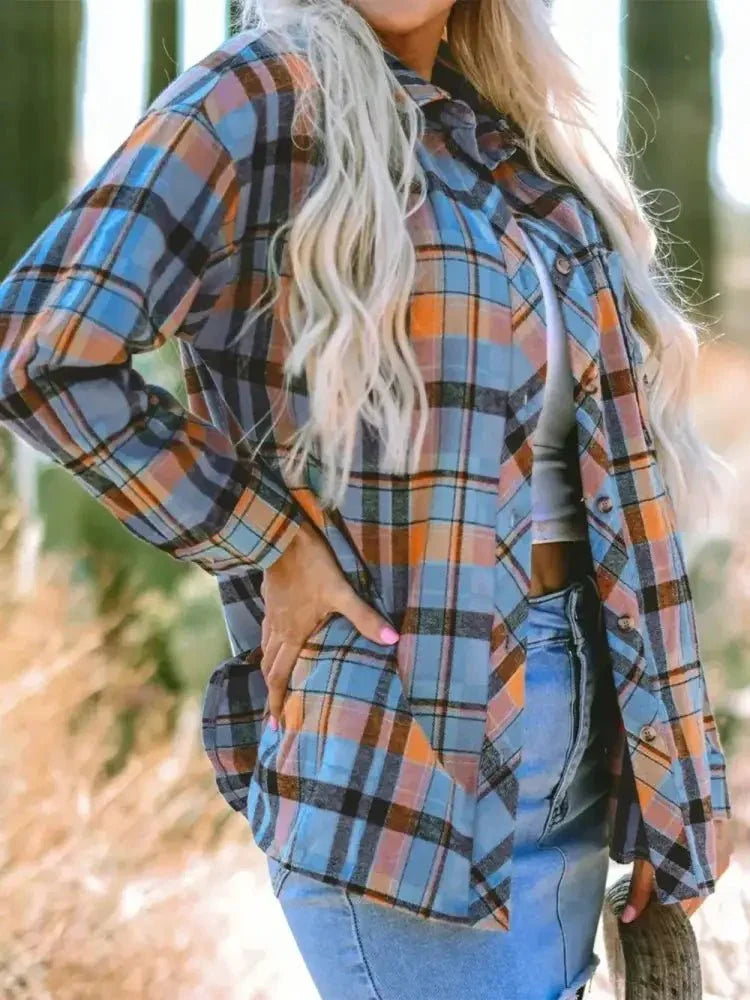 Plaid Collared Neck Long Sleeve Shirt - Update AvenueTrendsi1001004474117601001004474117604d08854a - 7832 - 4379 - 9ab8 - bcfdad49e3e5 - MaxSky Blue