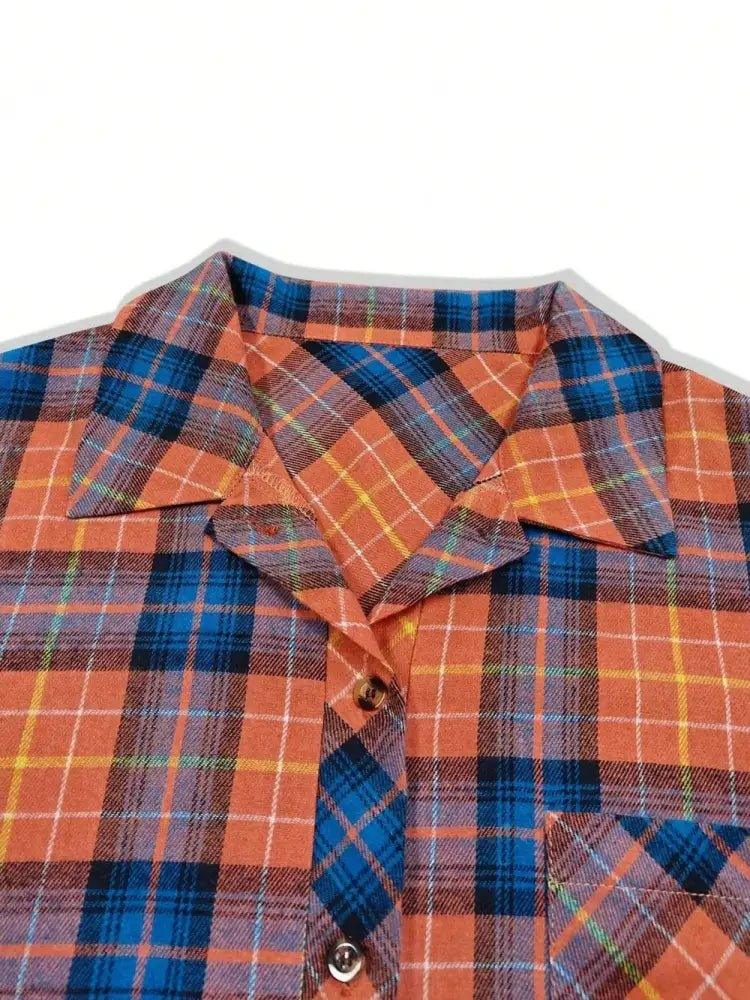 Plaid Collared Neck Long Sleeve Shirt - Update AvenueTrendsi1001004474121831001004474121832bb59292 - 097e - 4287 - b92f - 033e22a8f0a9 - MaxOrange