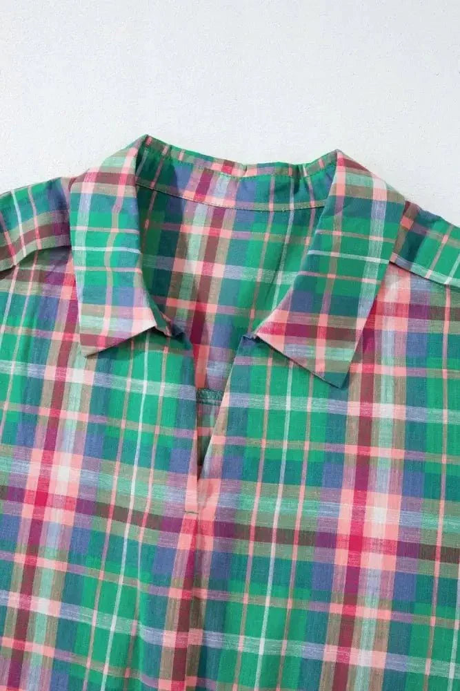 Plaid Collared Neck Three - Quarter Sleeve Shirt - Update AvenueTrendsi100100404605525100100404605525c6e08183 - 3cd0 - 410f - b70d - d5b1a758b854 - MaxPlaid