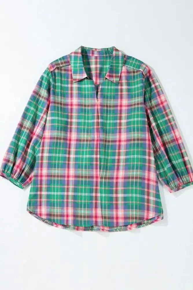 Plaid Collared Neck Three - Quarter Sleeve Shirt - Update AvenueTrendsi1001004046055251001004046055256c627b41 - c0bb - 4a0b - 976d - bb36ea020db7 - MaxPlaid