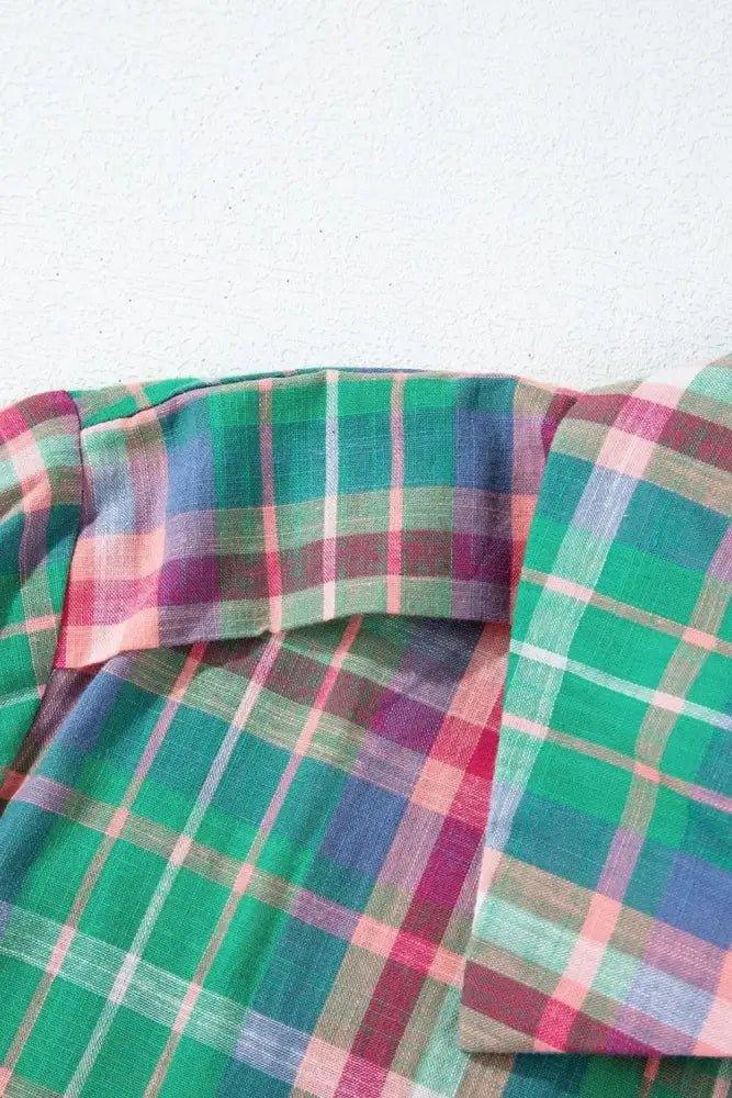 Plaid Collared Neck Three - Quarter Sleeve Shirt - Update AvenueTrendsi100100404605525100100404605525d6d59c71 - ae12 - 4590 - 8638 - 0d7c84f23b0d - MaxPlaid