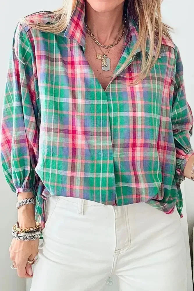 Plaid Collared Neck Three - Quarter Sleeve Shirt - Update AvenueTrendsi10010040460552510010040460552565a544cd - 8309 - 4584 - 9ff4 - e0734b9770e9 - MaxPlaid