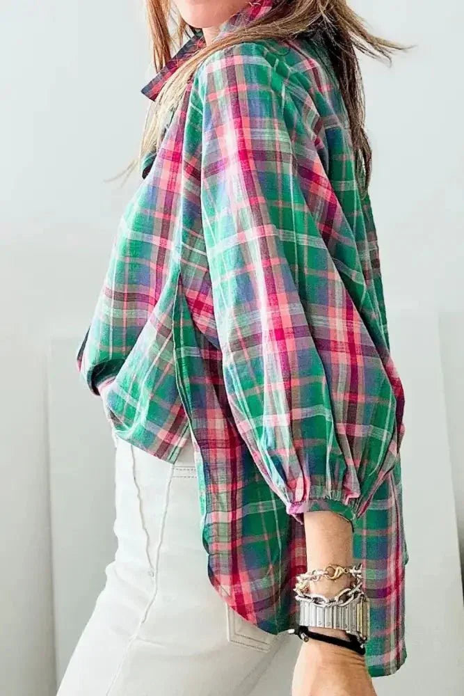 Plaid Collared Neck Three - Quarter Sleeve Shirt - Update AvenueTrendsi100100404605525100100404605525c7d58955 - 005c - 417e - b0d3 - 8d58746cce5e - MaxPlaid