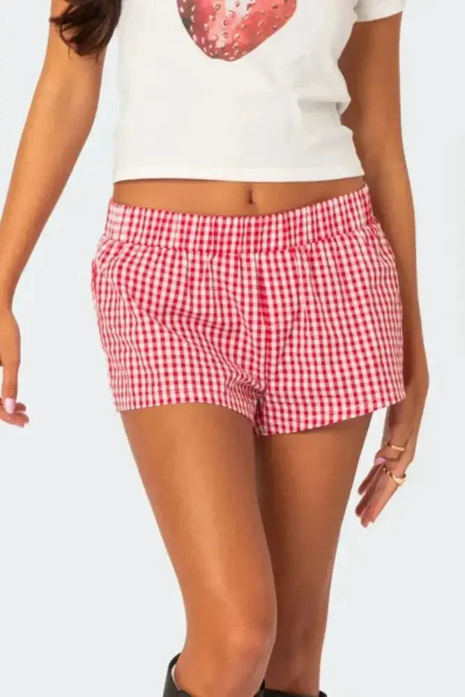 Plaid Elastic Waist Shorts - Update AvenueTrendsi10010016253111810010016253111827f8ce02 - 3fad - 4604 - a313 - 20580520c8d4 - Max - OriginScarlet