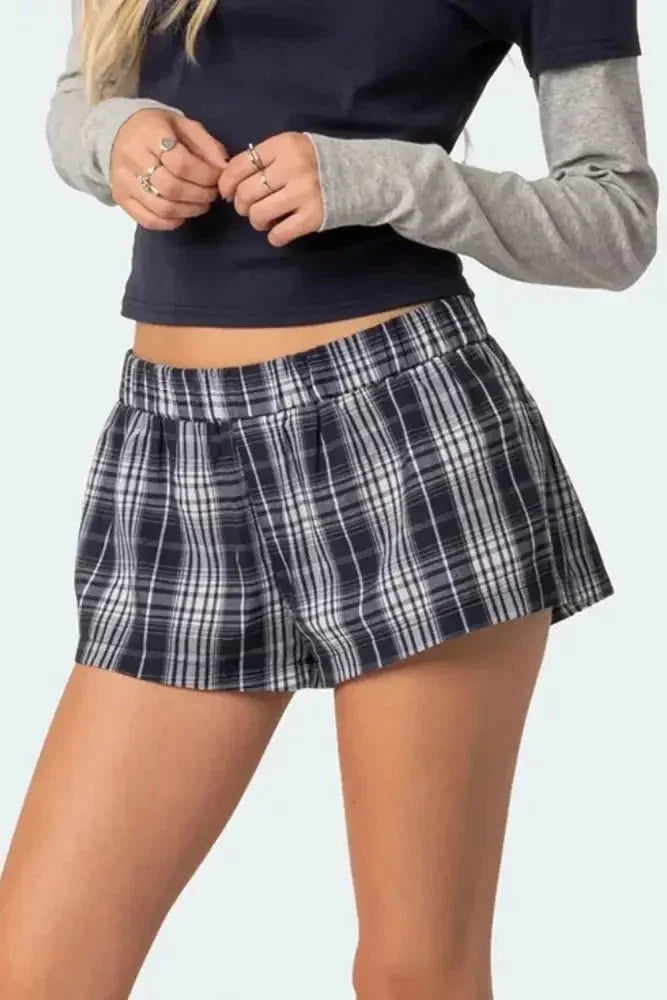 Plaid Elastic Waist Shorts - Update AvenueTrendsi1001001625313681001001625313683b830f0a - 9c40 - 4354 - b2ed - d17ffad6b8b3 - Max - OriginDark Gray